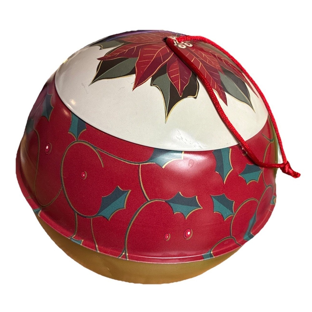 Vintage Tin Christmas Ball Ornament 6" Large 2004 Walmart Vintage *dents